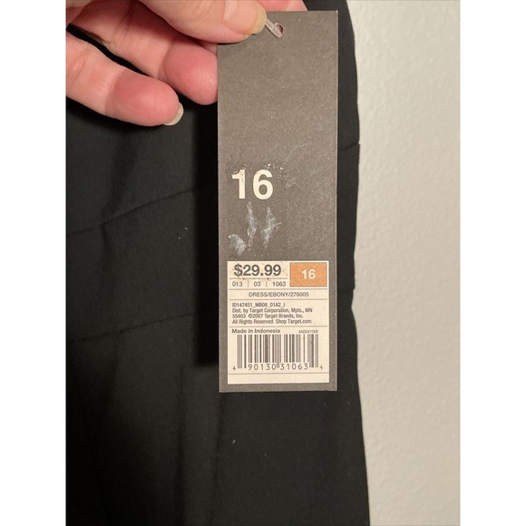 MOSSIMO SLEEVELESS BLACK DRESS LINED V-NECK KNEE LENGTH WOMENS SIZE 16 NWT - Picture 4 of 6